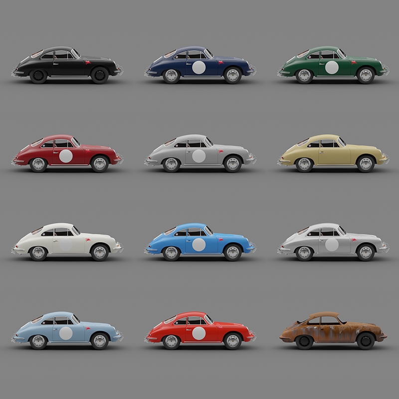 A nft series created with models of old 356 Porsches coupes