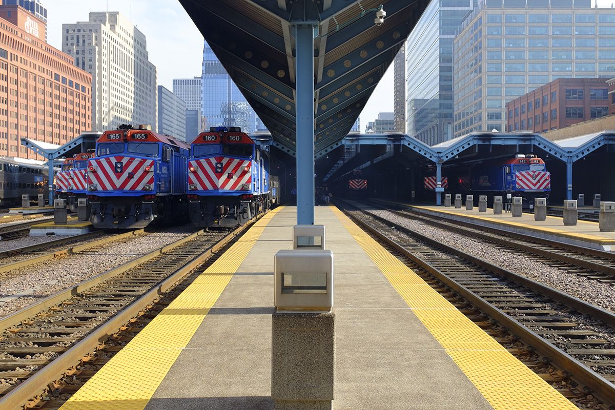 a bunch of Metra engines ready for the afternoon rush at OTC.