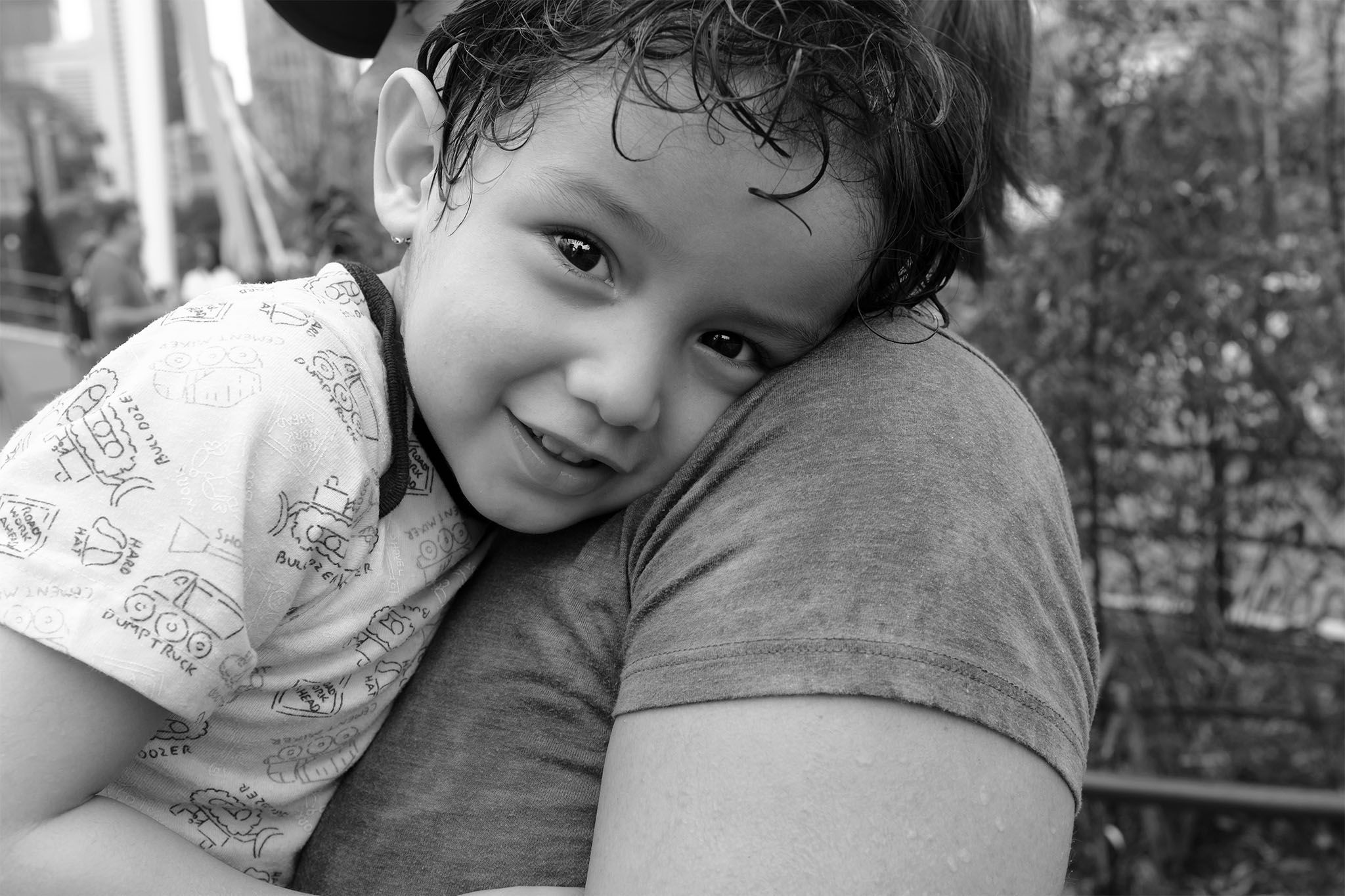 black and white photo of young boy.